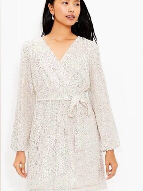 LOFT Sparkling Champagne Sequin Dress